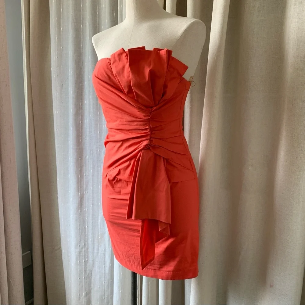 CLUSE CORAL RUFFLE STRAPLESS MINI DRESS S - Picture 4 of 9